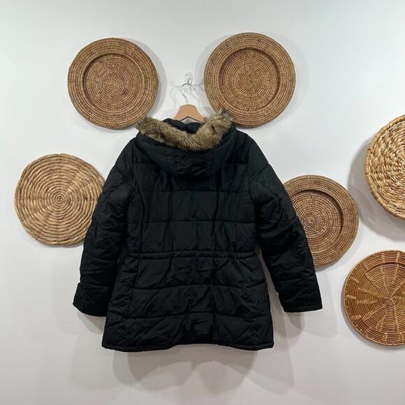 GAP Neutral Black Zip Up Hooded Water Resistant Puffer Jacket Coat Large - Picture 2 of 6